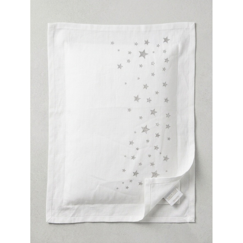 Restoration Hardware RH Baby & Child White Silver Metallic Embroidered Star Sham